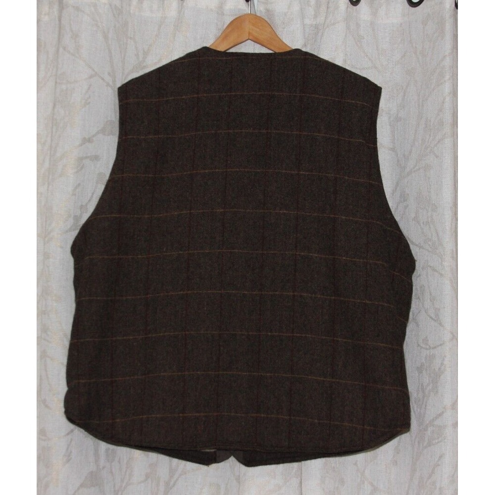 VTG Woolrich Wool Herringbone Check Brown Men's Vest‎ Sherpa Lined Sz XL Grandpa - Picture 2 of 16
